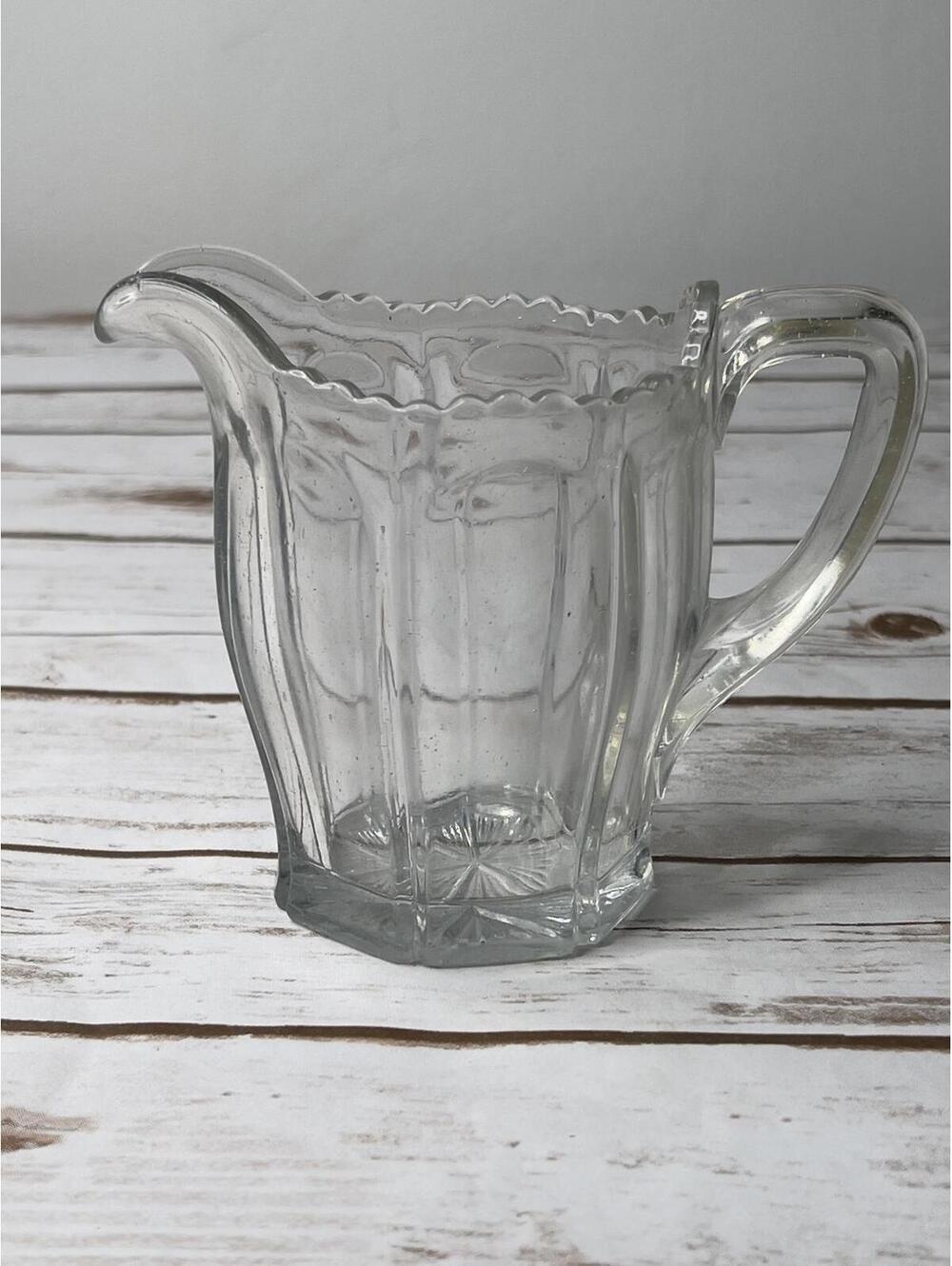 Vintage Speckled Glass Colonial Pitcher, Creamer w/Ruffled Edge 5" Tall